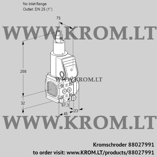 Kromschroder VAS 1T-/25N/LW, 88027991 gas solenoid valve, 88027991