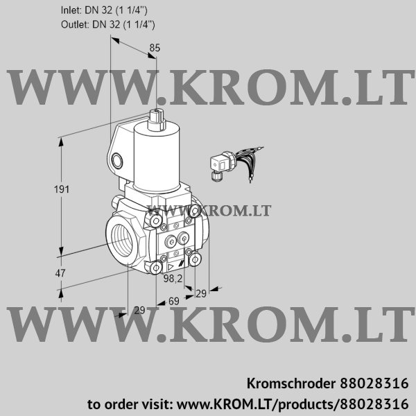 Kromschroder VAS 232R/NWSL, 88028316 gas solenoid valve, 88028316