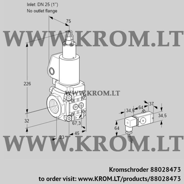 Kromschroder VAS 1T25/-N/LQSL, 88028473 gas solenoid valve, 88028473