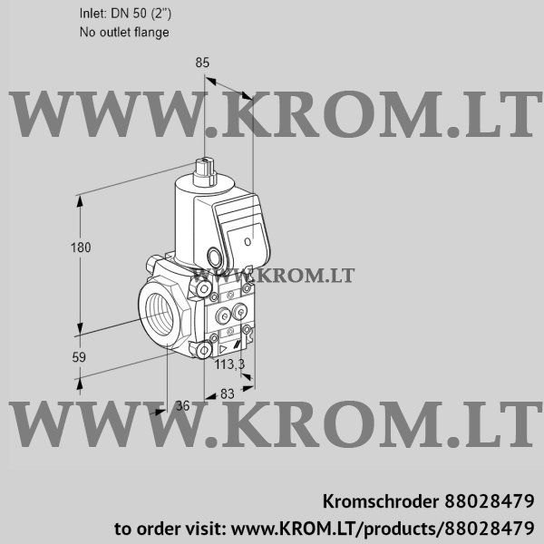 Kromschroder VAS 3T50/-N/NW, 88028479 gas solenoid valve, 88028479