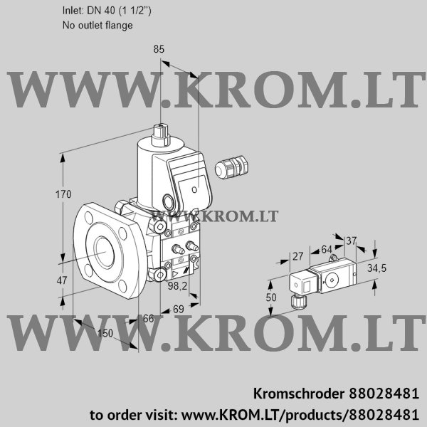 Kromschroder VAS 240/-F/NW, 88028481 gas solenoid valve, 88028481