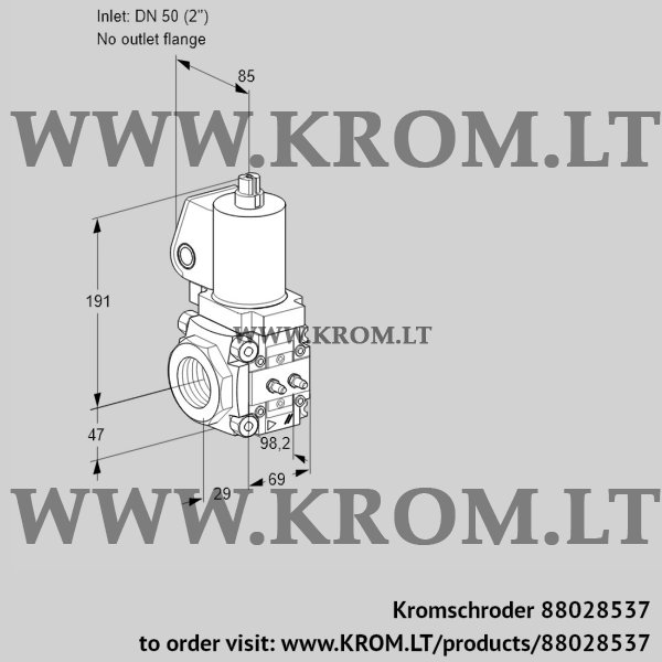 Kromschroder VAS 2T50/-N/NQSL, 88028537 gas solenoid valve, 88028537