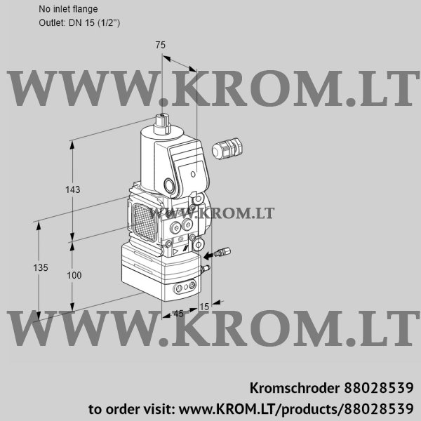 Kromschroder VAH 1-/15R/NWBE, 88028539 flow rate regulator, 88028539