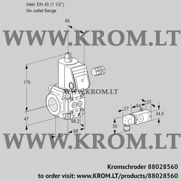 Kromschroder VAS 240/-R/NW, 88028560 gas solenoid valve, 88028560