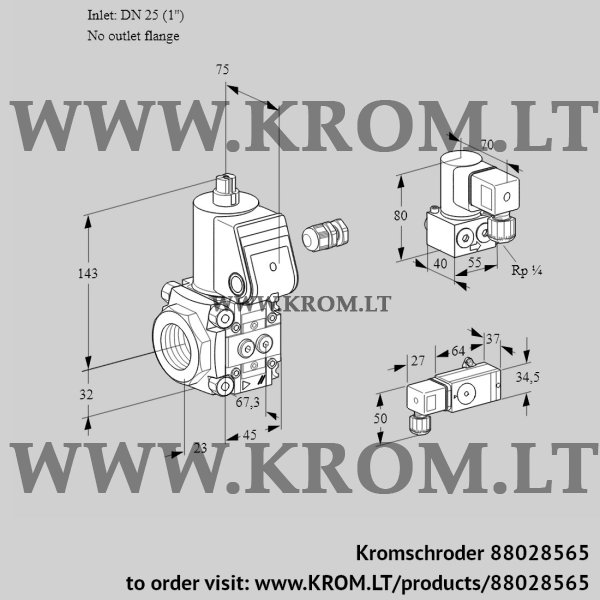 Kromschroder VAS 125/-R/NW, 88028565 gas solenoid valve, 88028565