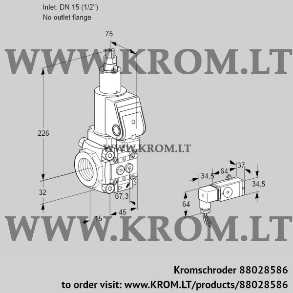 Kromschroder VAS 1T15/-N/LQSR, 88028586 gas solenoid valve, 88028586