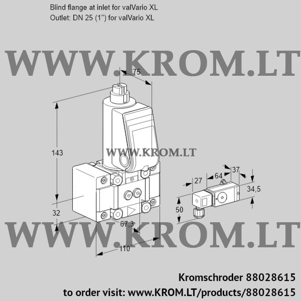 Kromschroder VAS 1W0/W25R/NW, 88028615 gas solenoid valve, 88028615