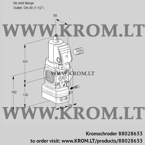 Kromschroder VAH 2-/40R/NWGRAE, 88028633 flow rate regulator, 88028633