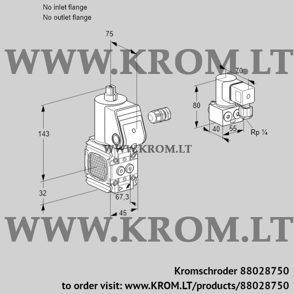 Kromschroder VAS 1-/NW, 88028750 gas solenoid valve, 88028750