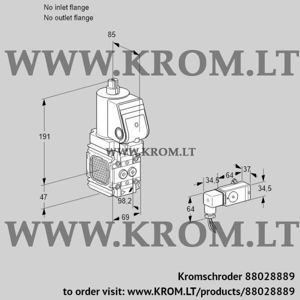 Kromschroder VAS 2T-/NWSR, 88028889 gas solenoid valve, 88028889