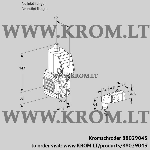 Kromschroder VAS 1T-/NQ, 88029043 gas solenoid valve, 88029043