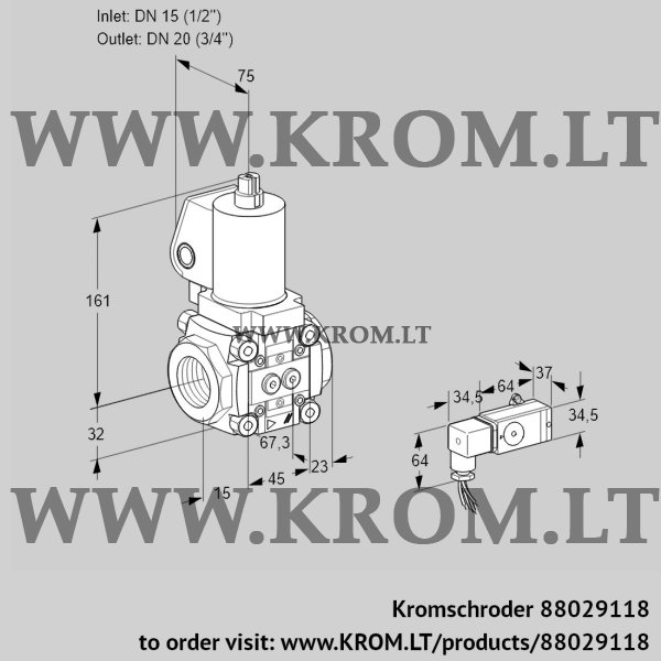 Kromschroder VAS 1T15/20N/NQGL, 88029118 gas solenoid valve, 88029118