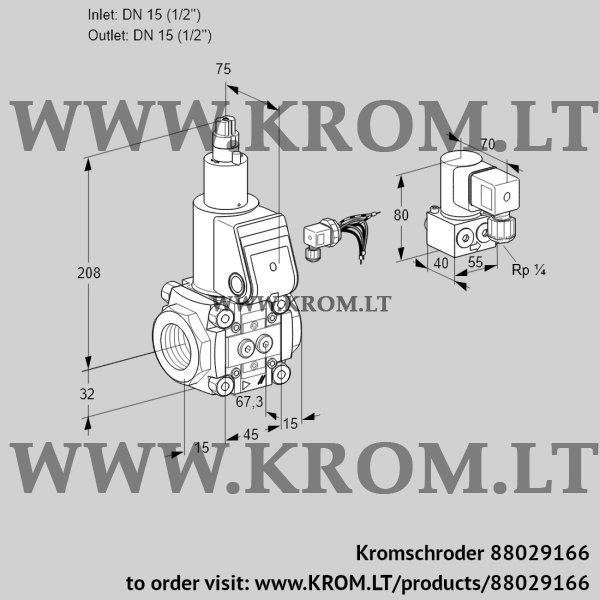 Kromschroder VAS 115R/LW, 88029166 gas solenoid valve, 88029166