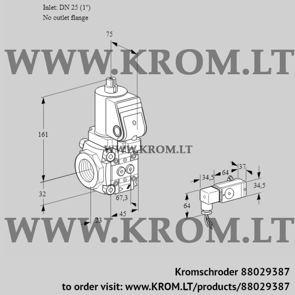 Kromschroder VAS 1T25/-N/NKSR, 88029387 gas solenoid valve, 88029387