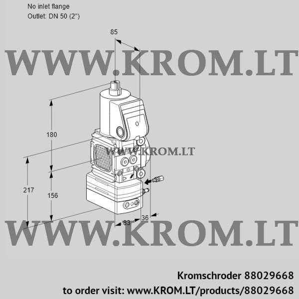 Kromschroder VAH 3-/50R/NWAE, 88029668 flow rate regulator, 88029668