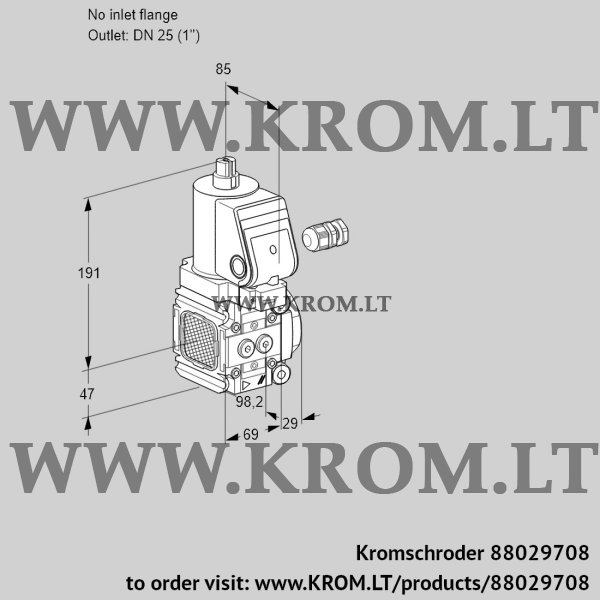 Kromschroder VAS 2-/25R/NWGR, 88029708 gas solenoid valve, 88029708