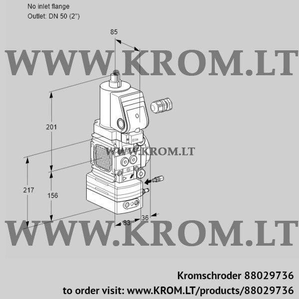 Kromschroder VAH 3-/50R/NYGRAE, 88029736 flow rate regulator, 88029736