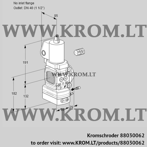 Kromschroder VAH 2-/40R/NQSLAE, 88030062 flow rate regulator, 88030062