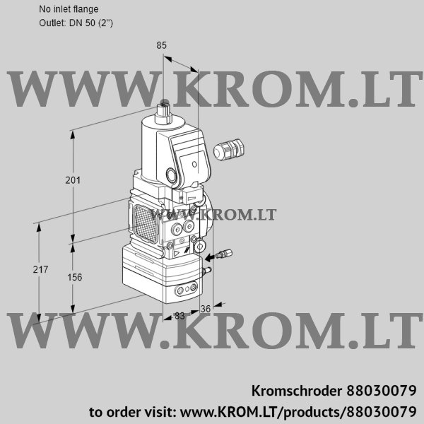 Kromschroder VAH 3-/50R/NWSRAE, 88030079 flow rate regulator, 88030079