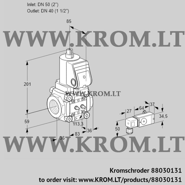 Kromschroder VAS 350/40R/NQGR, 88030131 gas solenoid valve, 88030131