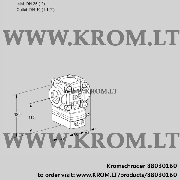 Kromschroder VRH 2T25/40N05AA/PP/PP, 88030160 flow rate regulator, 88030160