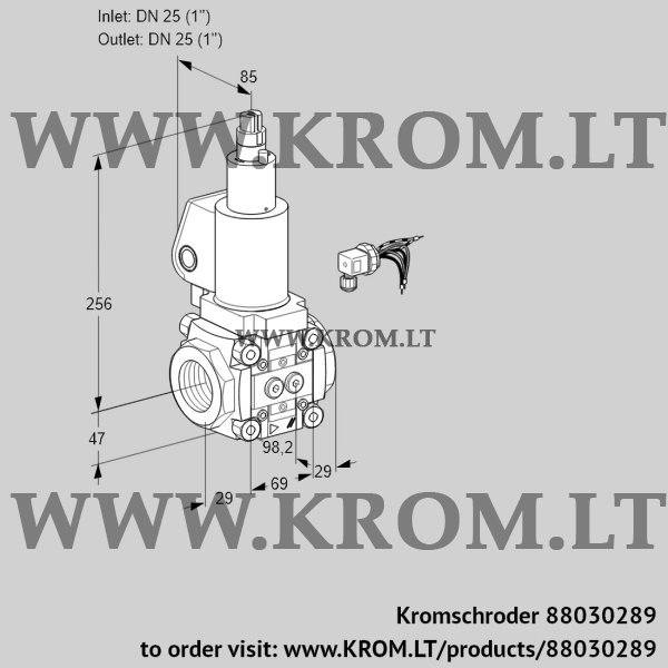 Kromschroder VAS 225R/LKGL, 88030289 gas solenoid valve, 88030289