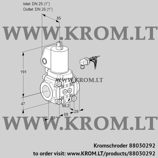 Kromschroder VAS 225R/NKGL, 88030292 gas solenoid valve, 88030292