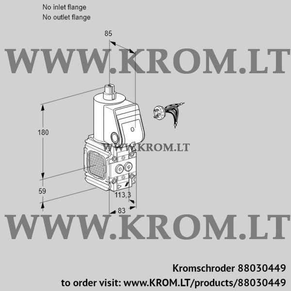 Kromschroder VAS 3-R/NW, 88030449 gas solenoid valve, 88030449