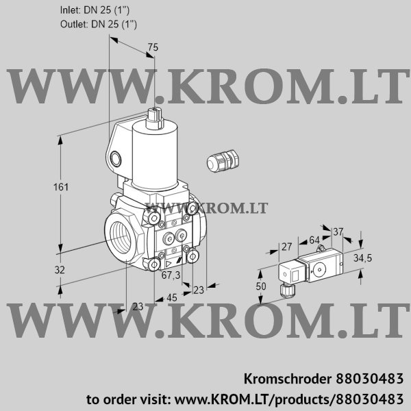 Kromschroder VAS 125R/NWSL, 88030483 gas solenoid valve, 88030483