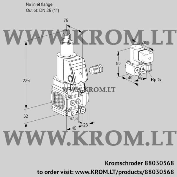 Kromschroder VAS 1-/25R/LWSR, 88030568 gas solenoid valve, 88030568