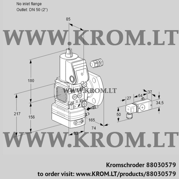 Kromschroder VAH 3-/50F/NWAE, 88030579 flow rate regulator, 88030579