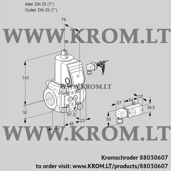 Kromschroder VAS 125R/NW, 88030607 gas solenoid valve, 88030607