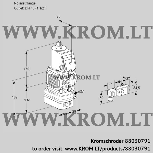 Kromschroder VAH 2-/40R/NWAE, 88030791 flow rate regulator, 88030791