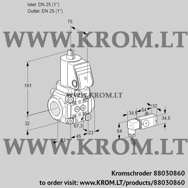 Kromschroder VAS 1T25N/NQSR, 88030860 gas solenoid valve, 88030860