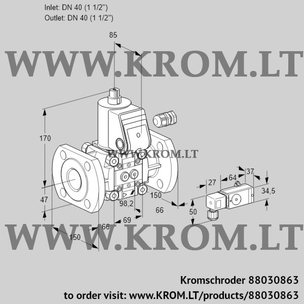 Kromschroder VAS 240F/NW, 88030863 gas solenoid valve, 88030863