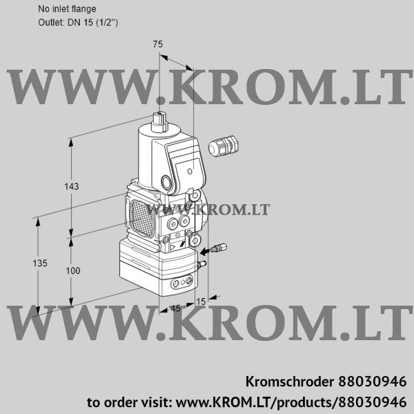 Kromschroder VAH 1-/15R/NWBE, 88030946 flow rate regulator, 88030946