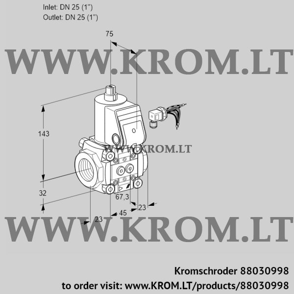 Kromschroder VAS 125R/NW, 88030998 gas solenoid valve, 88030998