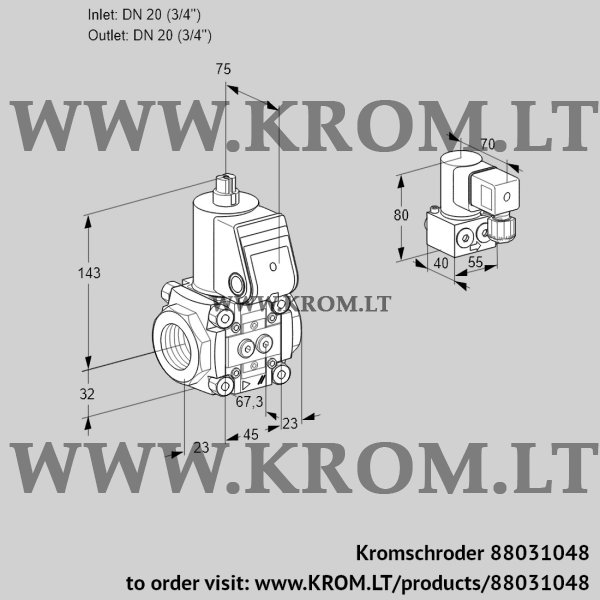 Kromschroder VAS 120R/NW, 88031048 gas solenoid valve, 88031048