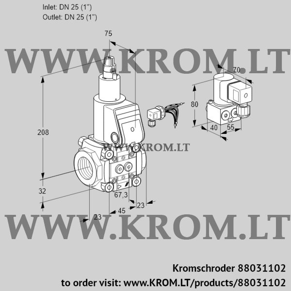 Kromschroder VAS 125R/LW, 88031102 gas solenoid valve, 88031102