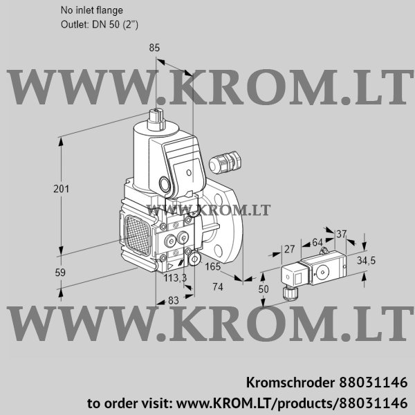 Kromschroder VAS 3-/50F/NWSR, 88031146 gas solenoid valve, 88031146