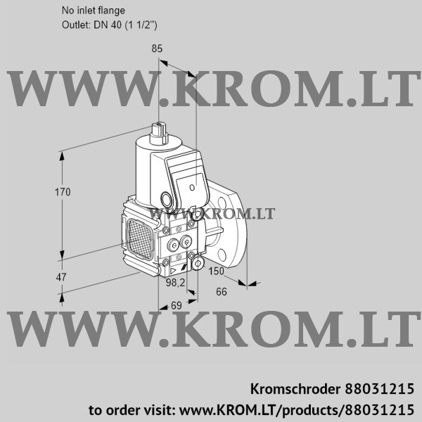 Kromschroder VAS 2-/40F/NW, 88031215 gas solenoid valve, 88031215