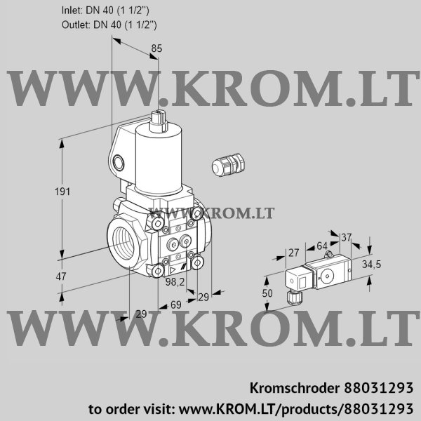 Kromschroder VAS 240R/NWSL, 88031293 gas solenoid valve, 88031293