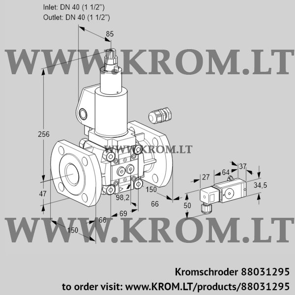 Kromschroder VAS 240F/LWSL, 88031295 gas solenoid valve, 88031295