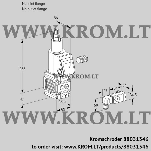 Kromschroder VAS 2-/LW, 88031346 gas solenoid valve, 88031346