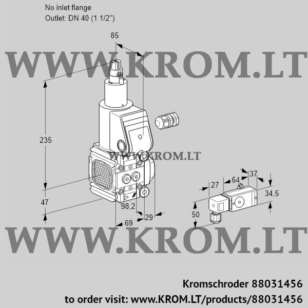 Kromschroder VAS 2-/40R/LW, 88031456 gas solenoid valve, 88031456