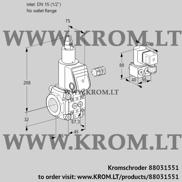 Kromschroder VAS 115/-R/LW, 88031551 gas solenoid valve, 88031551