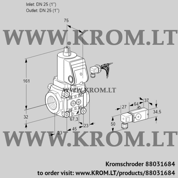 Kromschroder VAS 125R/NWSR, 88031684 gas solenoid valve, 88031684