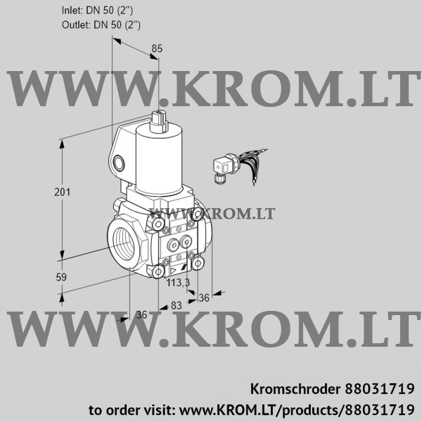 Kromschroder VAS 350R/NKGL, 88031719 gas solenoid valve, 88031719