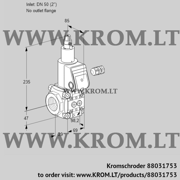 Kromschroder VAS 250/-R/LW, 88031753 gas solenoid valve, 88031753