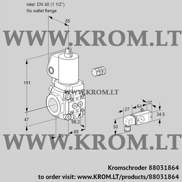 Kromschroder VAS 240/-R/NWSL, 88031864 gas solenoid valve, 88031864